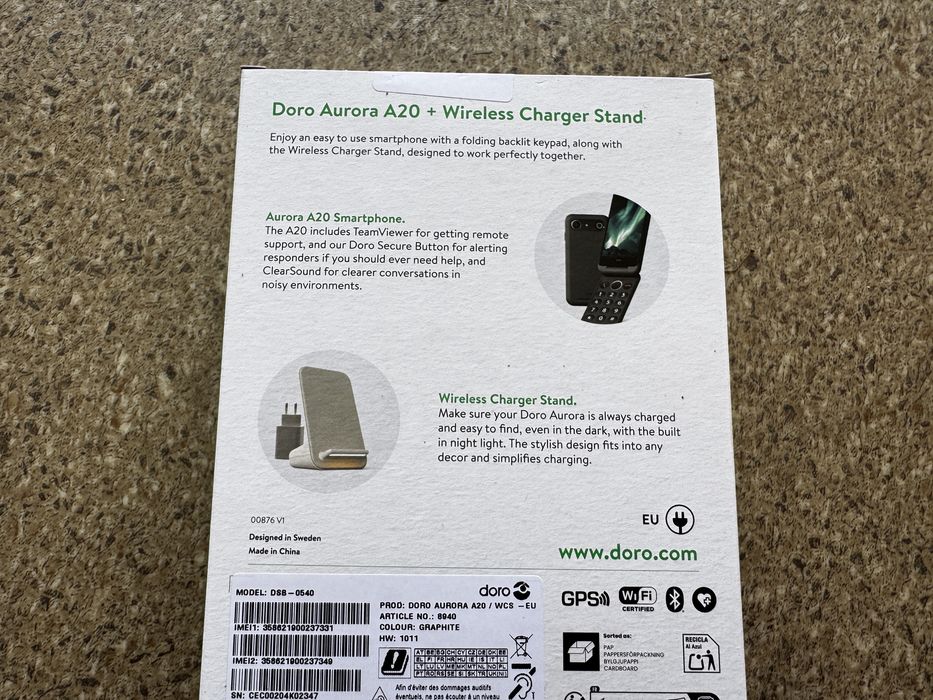 Smartphone Doro Aurora A20 , 64/4Gb + Wireless Charger, Sigilat