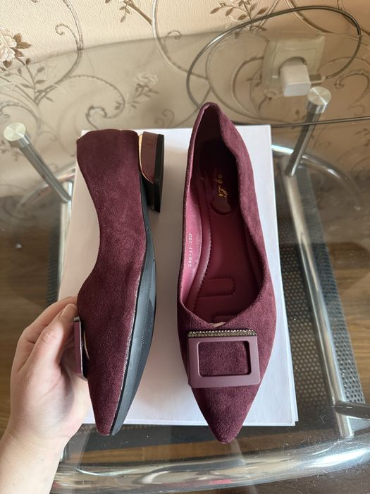 Туфли замшевые бордовые