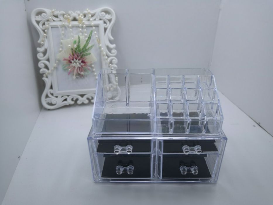 Функционален прозрачен ОРГАНАЙЗЕР за гримове - в две части