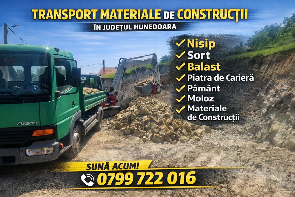 Transport  agregate de balastiera nisip sort balast etc