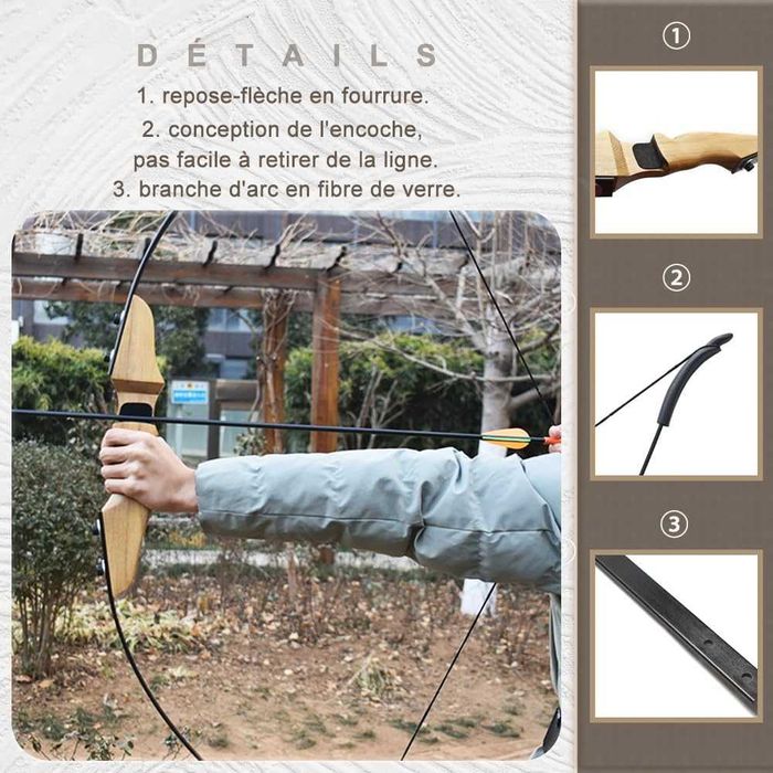 Комплект извит лък и стрели,за възрастни,  стрелба на открито