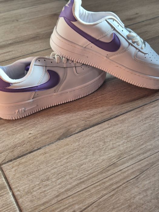 Alb Court Purpuriu - Pantofi sport pentru tineri Nike Air Force 1