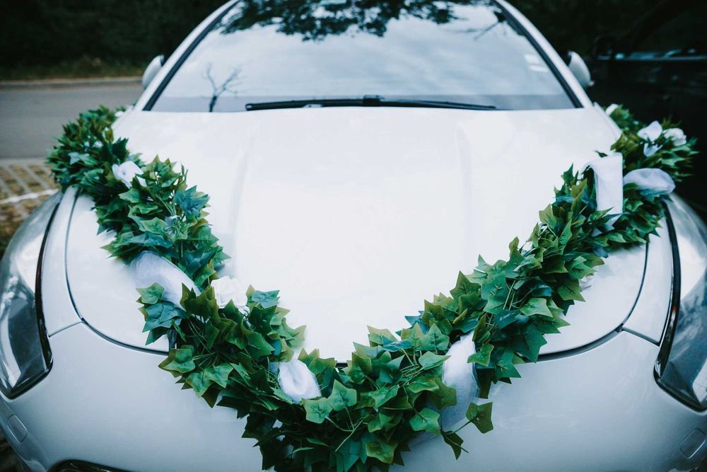 Ръчно изработена сватбена украса за кола – гирлянд 3.85 м