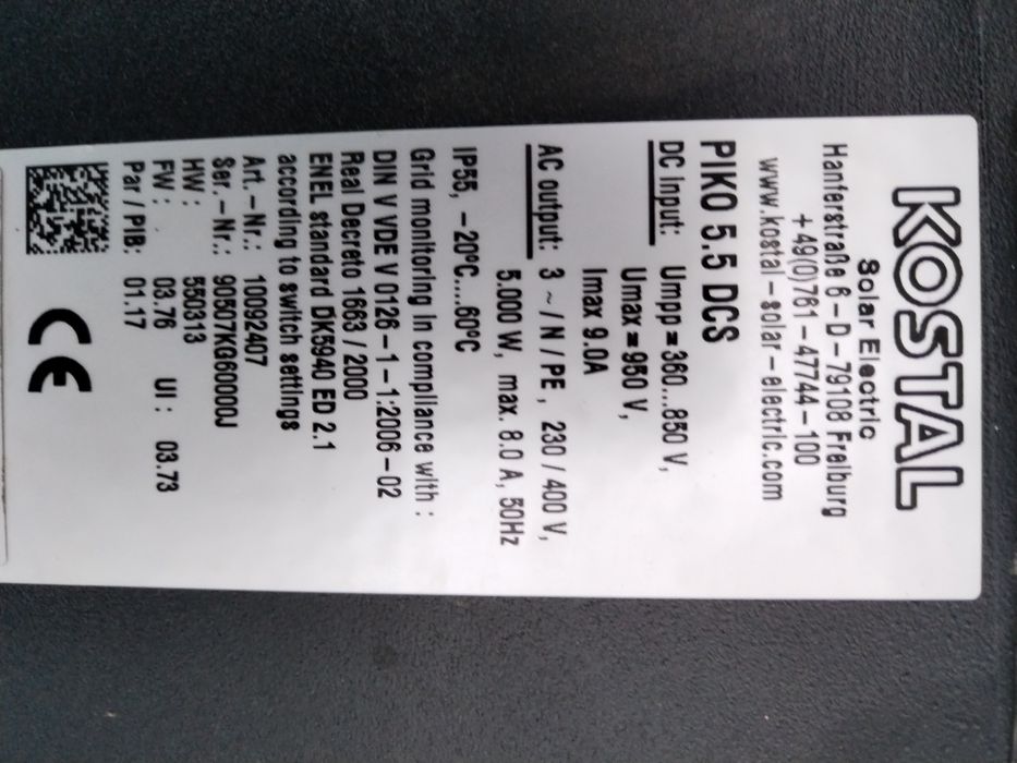 Invertor 5.5 kw trifazic, Kostal Piko 5.5