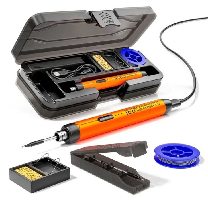 Pistol de lipit portabil , încălzire rapidă 400 grade , Set complet pistol lipit ( Încărcare Tip C )