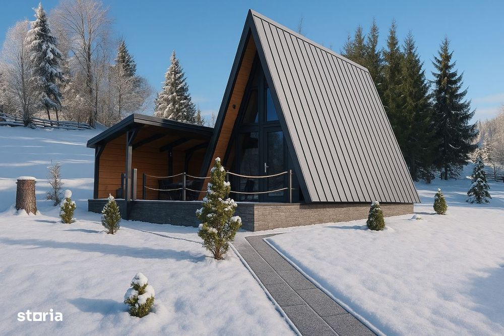 Teren 34,5 ari + cabana A-frame Colibita – ideal pentru resort, spa