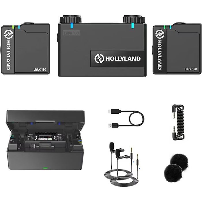 Kit wireless Hollyland Lark 150 Duo cu 2 microfoane, Omnidirectional,