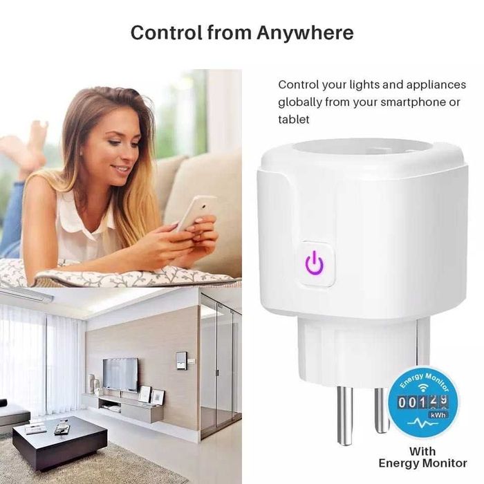 Умен,смарт контакт,Wi-Fi, alexa, smart home, 20 mAh, smart plug google