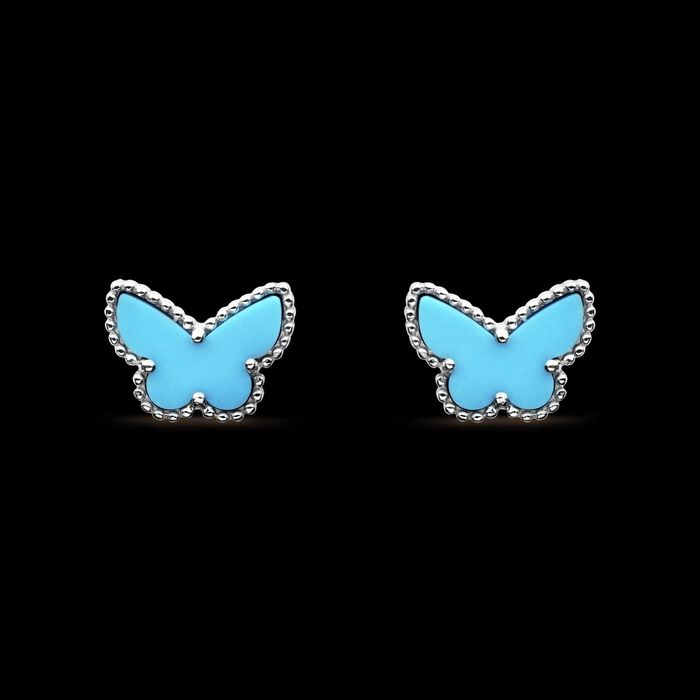 Van Cleef & Arpels VCA Silver Turquoise Sweet Butterfly Дамски Обеци