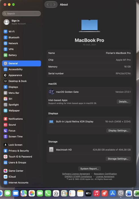 Apple MacBook Pro 16-inch M1 Pro 2021