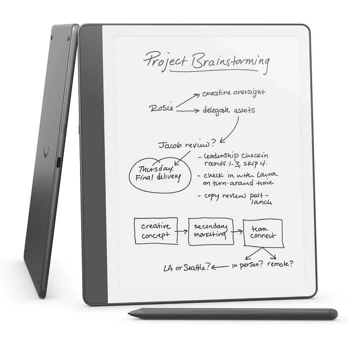 Kindle Scribe 2022, 64GB, Premium Pen + husă oficială Amazon din piele, magnetică, neagră