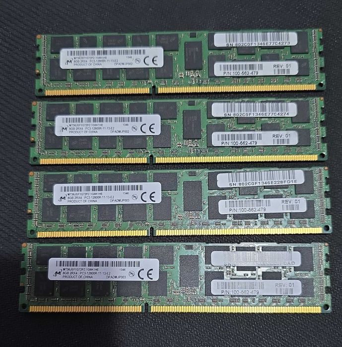 32GB (4X8GB) PC3-12800R 2RX4 REG ECC DDR3 Сървърна памет