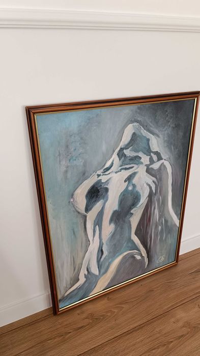 Стара картина "Тялото" - масло върху фазер - СБ - 80/63см