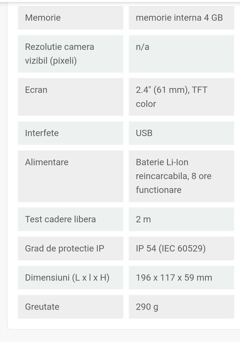 Camera termica pentru electrice, constructii, mecanica
