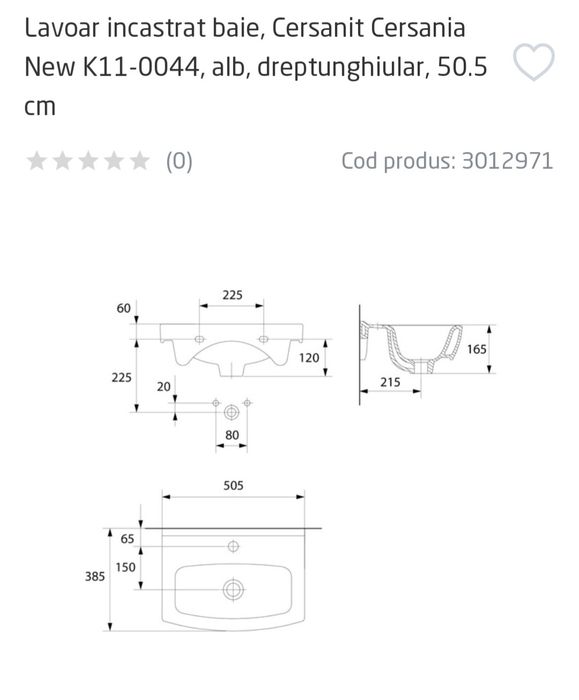 Chiuveta Cersanit Cersania 50 cm ca noua doar 79 lei vs 250 lei Dedeman