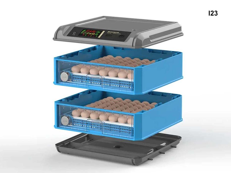 Incubator automat 128 ouă – control temperatură/umiditate, pentru pui, rață, prepeliță