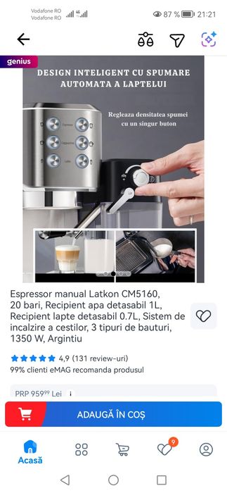 Espressor manual Latki, 20 bar