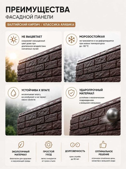 Фасадные панели Балтийский кирпич Арабика