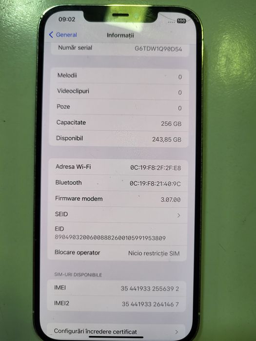 Iphone 12 Pro Max white nu Impecabil Fisurat Poze Reale 256 Gb
