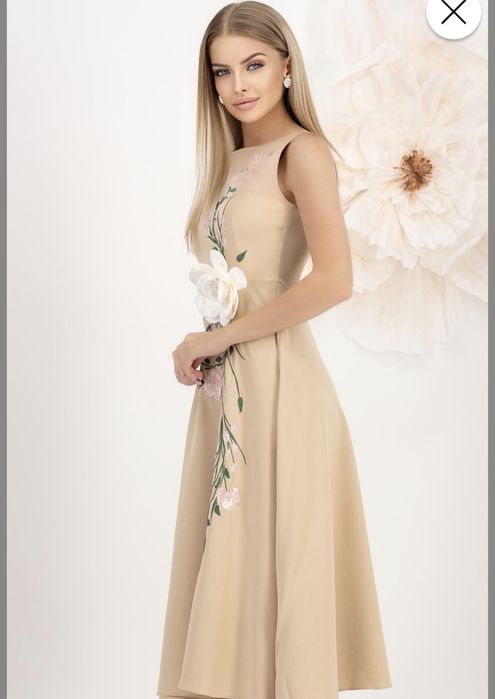Rochie de seara crem STARSHINERS, noua cu eticheta