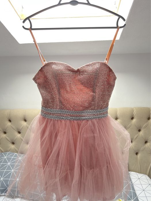 Rochie eleganta ETIC, mini, roz