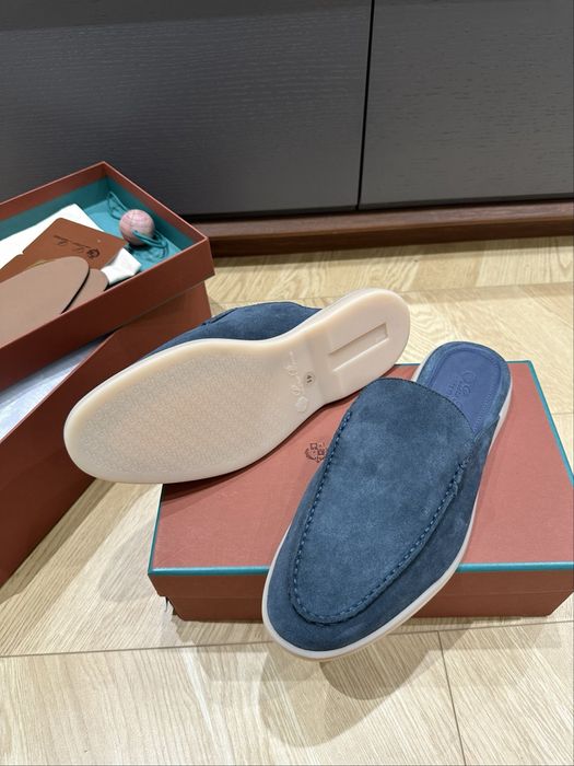 Loro Piana Summer Charms Walk Mule / Slipper - Blue Suede - №42