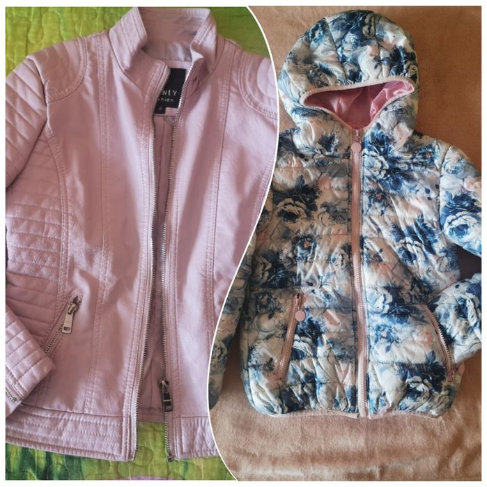 Детско лилаво кожено яке и шушляково 7-8 г. пролет-есен