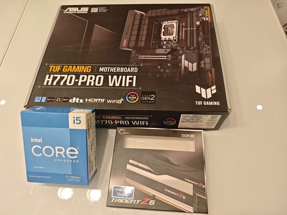 Дъно Asus tuf h770 pro wi-fi, CPU i5 13600KF, ram G.SKILL 32GB