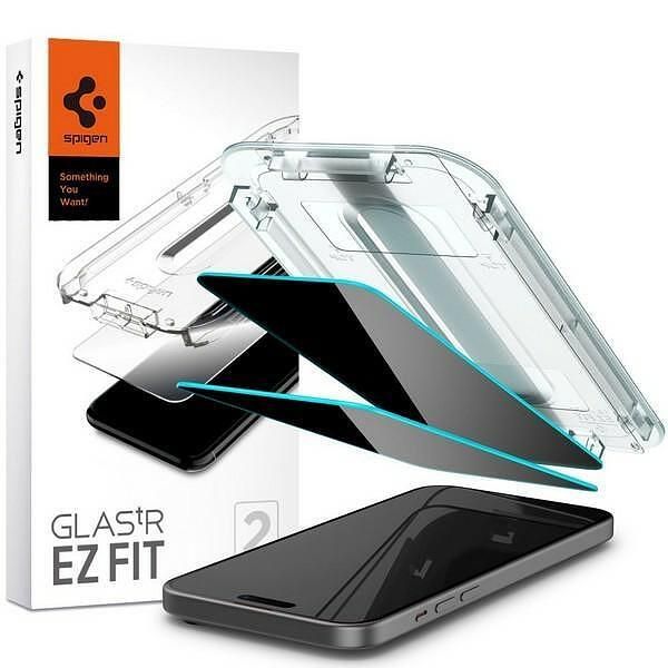 Spigen glas.tr iphone 15 6.1" "ez fit" 2 pcs privacy tempered glass pr