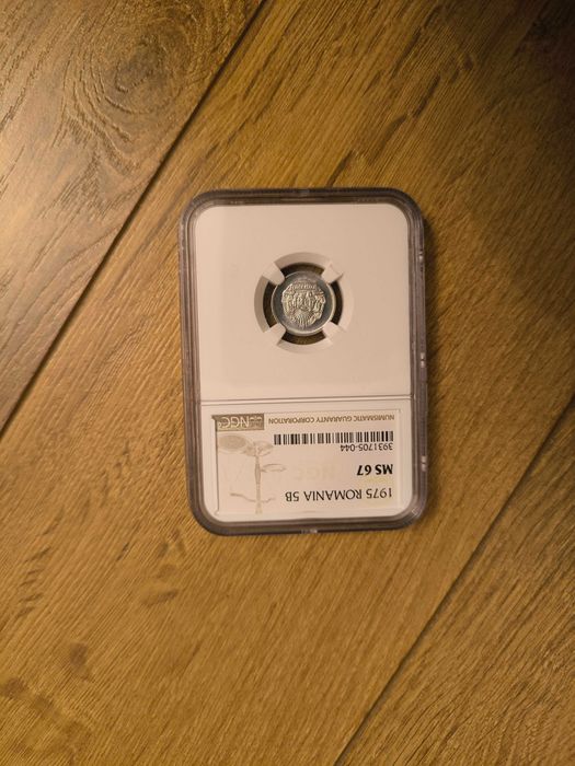 Moneda 5 bani 1975 gradata NGC MS 67