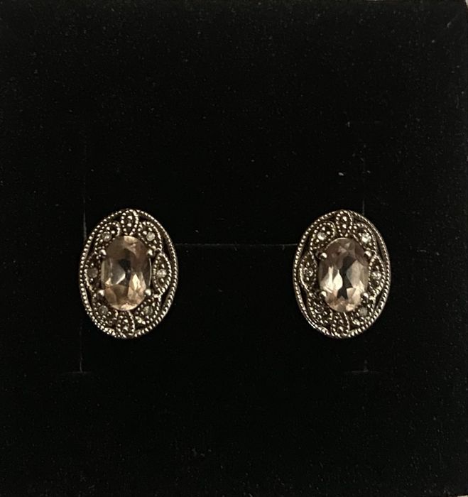 Cercei din argint cu ametist si diamante