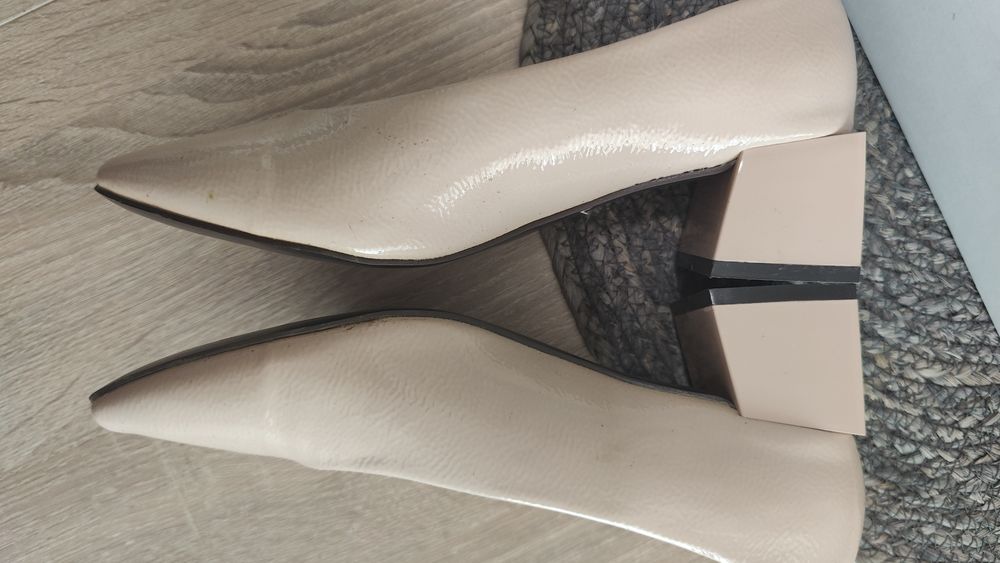 Pantofi cu toc patrat 37 nude/bej deschis Solo Donna Benvenuti piele