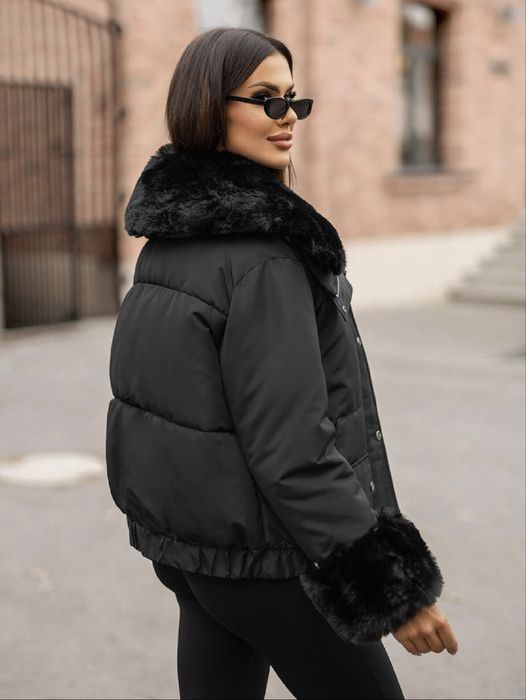 Дамско Зимно яке с пух  два цвята уникален модел