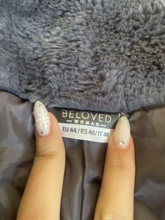 Тъмно сиво пухкаво яке – размер L/XL