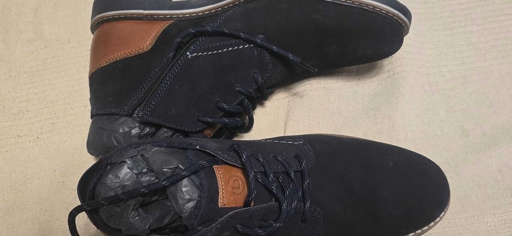 Нови зимни мъжки боти BUGATTI 8373H-4100, ест. велур и кожа, р. 42