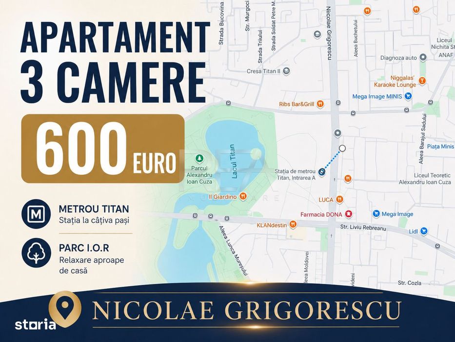 3 camere Nicolae Grigorescu decomandat, et. 1, an 1964, 73 mp