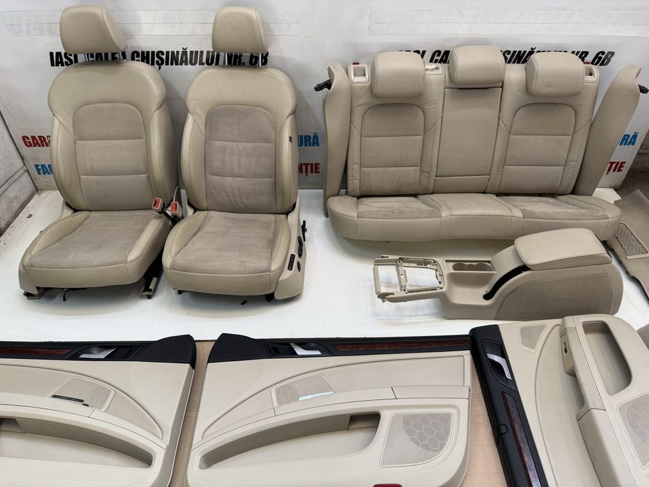 Scaun scaune banchete cotiera fete usi portiera piele alcantara memorie incalzite Skoda Superb 2 bej