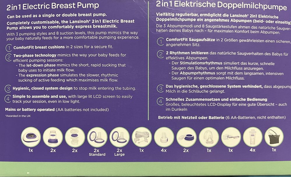 Pompa de san Lansinoh 2 in 1 electrica