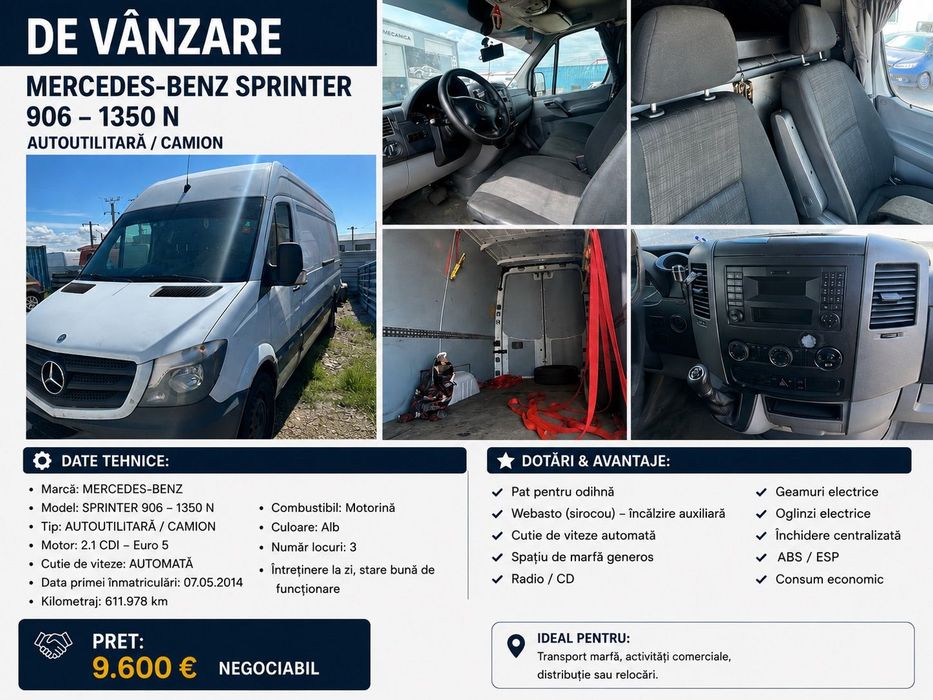 Mercedes-Benz Sprinter 906 DE VÂNZARE –Mercedes benz Sprinter 906