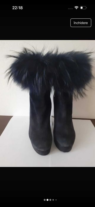 Botine piele si blana naturala