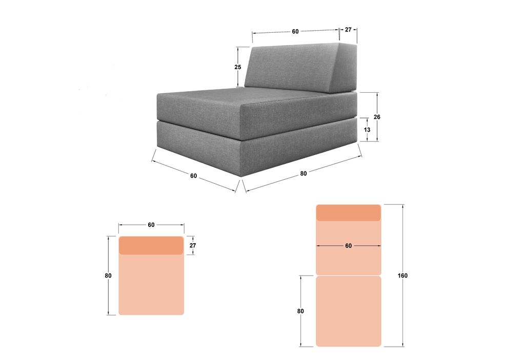 Нов! Детски разтегател фотьойл