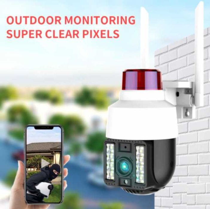 Бебефон 360° AutoTracking WiFi Видеонаблюдение PIR Сензор Движение Водонепромокаема ULTRA FHD 8MP H.265X PTZ 5хZoom Следяща Камера PIR Цветна Нощем
