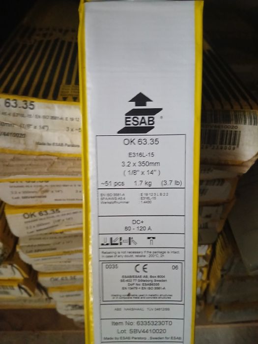 Electrozi Esab OK 63,35 Inox E 316-15 la 1.700 kg