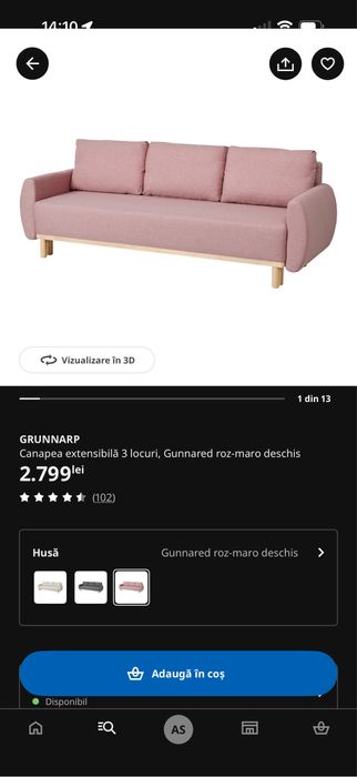 Canapea extensibila ikea mid century style
