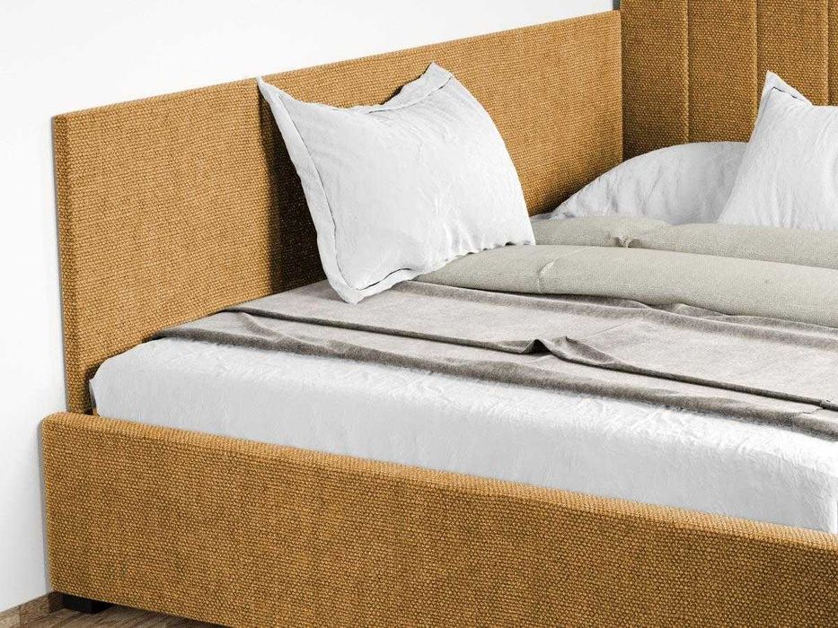 Pat Tapitat de colt saltea de 190 Adam Galben rabatabil + lada