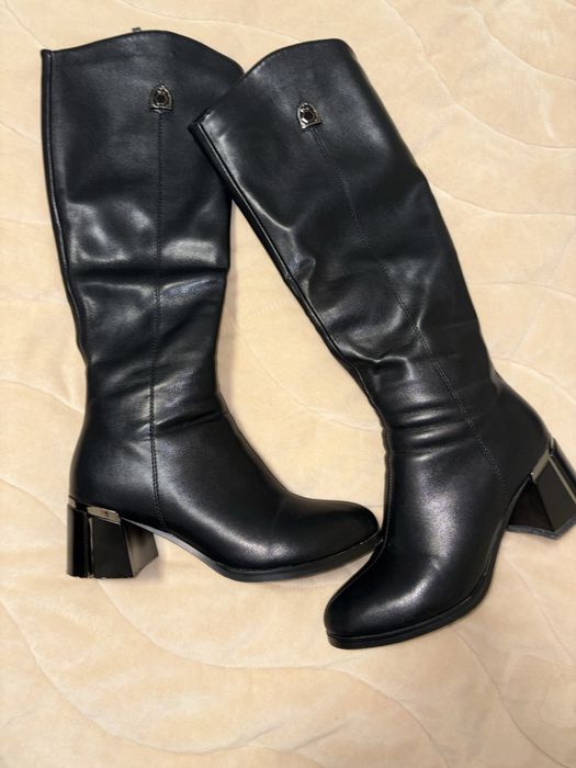 Дамски дълги ботуши от устествена кожа