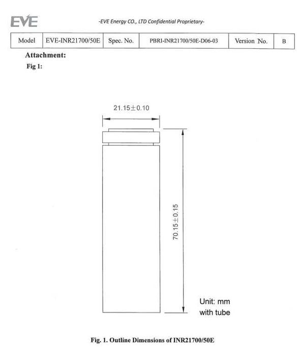 Батерия 21700 EVE 50E 5000mah 15А - НОВИ