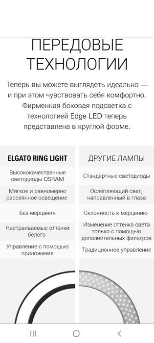 (2в1) Стойка+Освещение Профессиональное для видео Elgato Ring Light