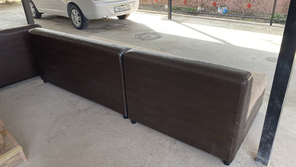 Диван угловой темный коричневый