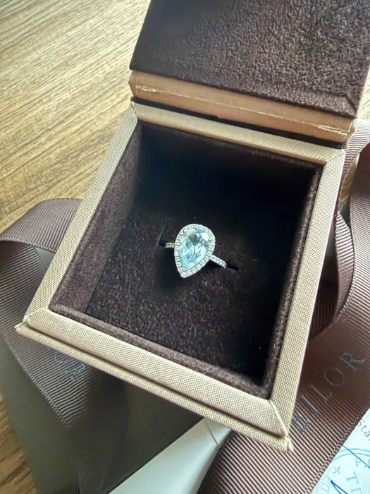 Inel Teilor - Aur Alb 18k, Acvamarin 2.44ct, 42 diamante VS1